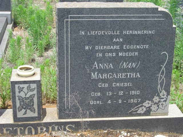 PRETORIUS Anna Margaretha nee GRIESEL 1910-1967