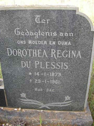 PLESSIS Dorothea Regina, du 1879-1961