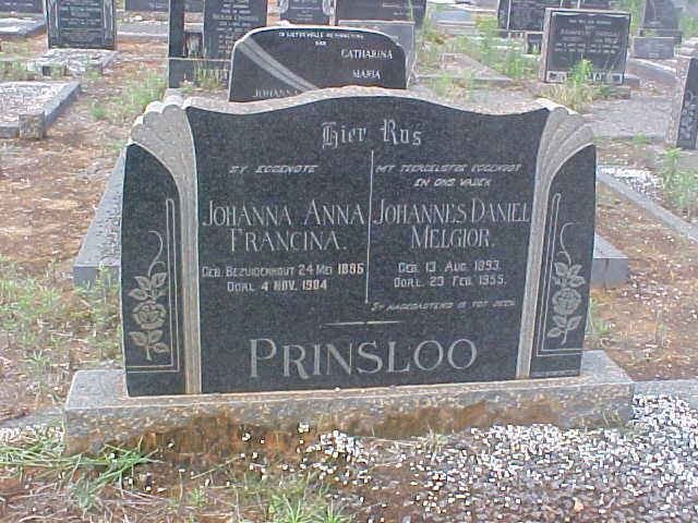 PRINSLOO Johannes Daniel Melgior 1893-1955 &amp; Johanna Anna Francina 1895-1984