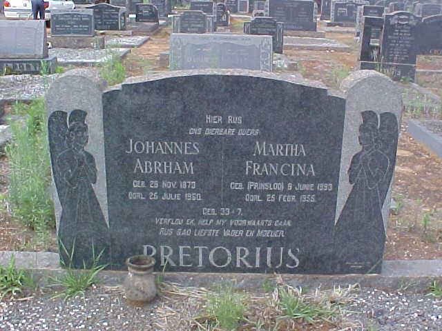 PRETORIUS Johannes Abraham 1873-19?0 &amp; Martha Francina PRINSLOO 1893-1955