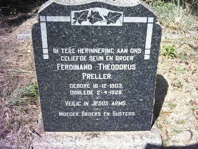 PRELLER Ferdinand Theodorus 1903-1928