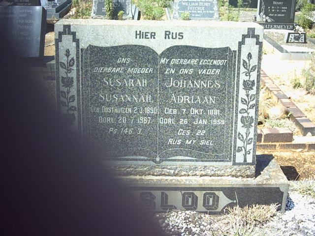 PRINSLOO Johannes Adriaan 1881-1959 &amp; Susarah Susannah OOSTHUIZEN 1890-1967
