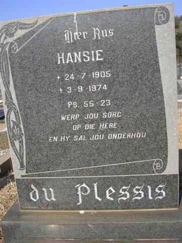 PLESSIS Hansie, du 1905-1974