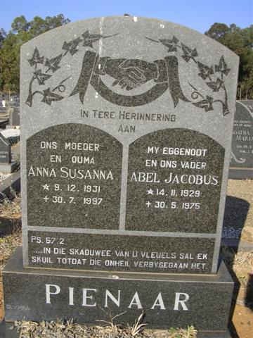 PIENAAR Abel Jacobus 1929-1975 &amp; Anna Susanna 1931-1997
