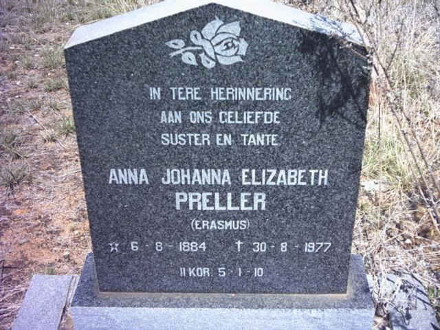 PRELLER Anna Johanna Elizabeth nee ERASMUS 1884-1977