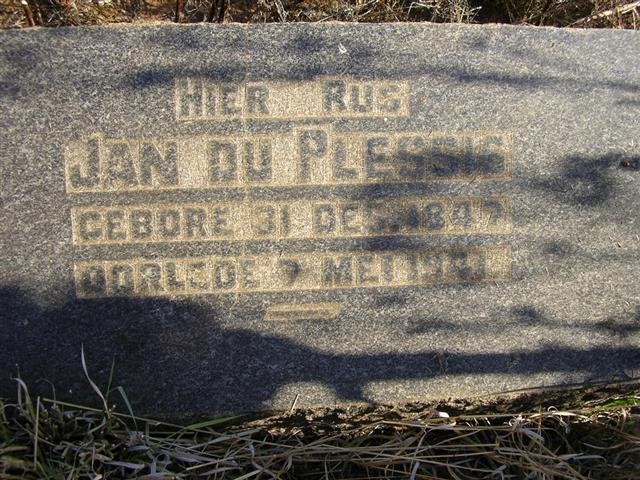PLESSIS Jan, du 1847-1941