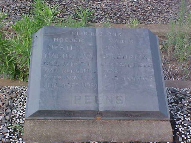 PEENS Frederick &amp; Hester Magdalena nee JANSEN VAN RENSBURG