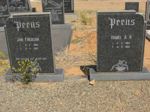 PEENS Jan Frederik 1908-1982 &amp; Mabel A.H. 1904-1983