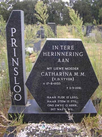PRINSLOO Catharina M.M. nee V.D. VYVER 1933-1981