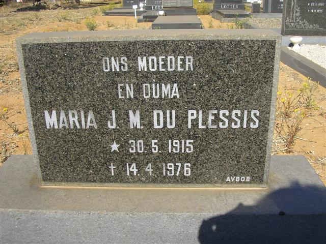 PLESSIS Maria J.M., du 1915-1976