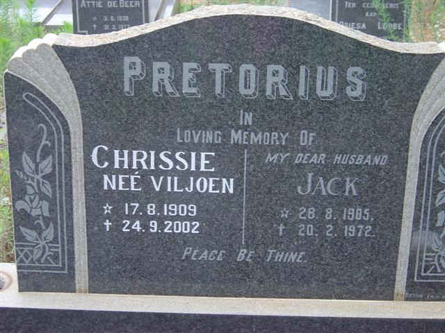 PRETORIUS Jack 1905-1972 &amp; Chrissie VILJOEN 1909-2002
