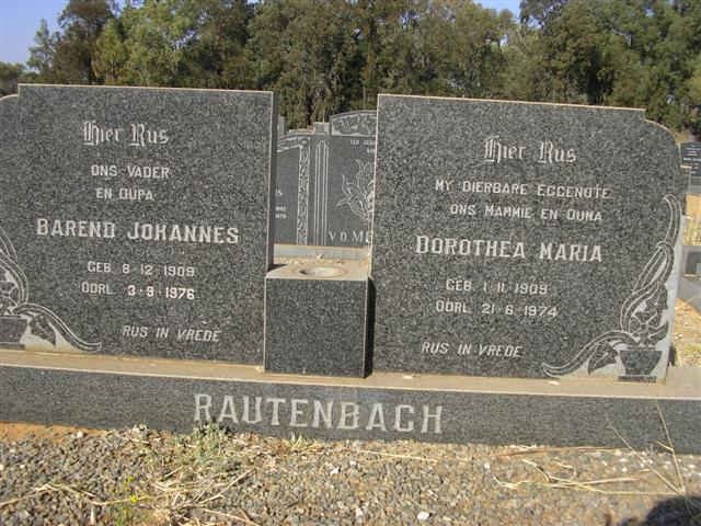 RAUTENBACH Barend Johannes 1909-1976 &amp; Dorothea Maria 1909-1974