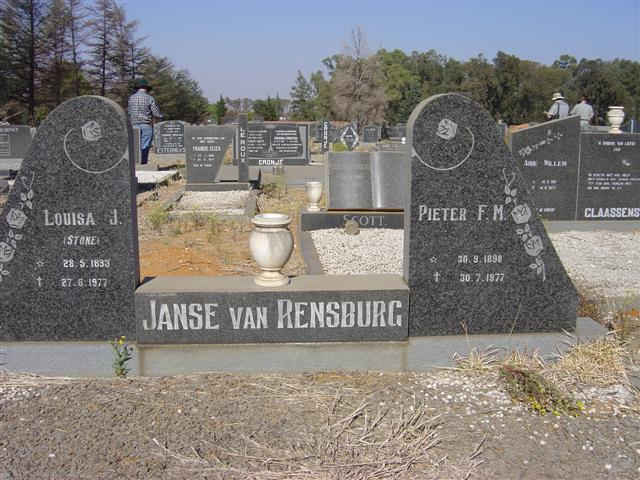 RENSBURG Pieter F.M., Janse van 1898-1977 &amp; Louisa J. STONE 1893-1977