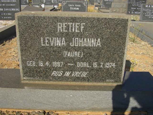 RETIEF Levina Johanna nee FAURE 1897-1974