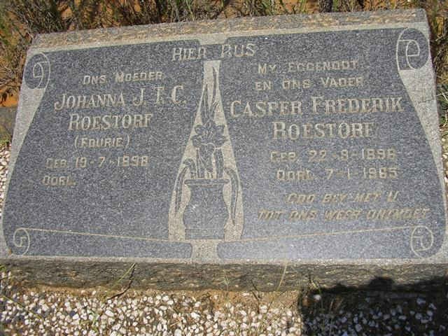 ROESTORF Casper Frederik 1896-1965 &amp; Johanna J.T.C. FOURIE 1898-