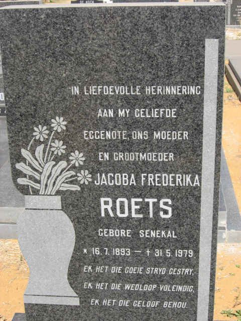 ROETS Jacoba Frederika nee SENEKAL 1893-1979