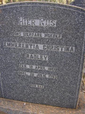 RADLEY Emmerentia Christina 1861-1953