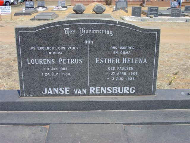 RENSBURG Lourens Petrus, Janse van 1904-1980 &amp; Esther Helena PAULSEN 1906-1987