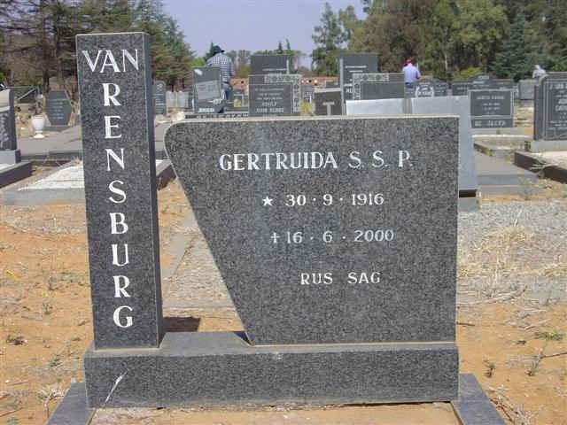 RENSBURG Gertruida S.S.P., van 1916-2000