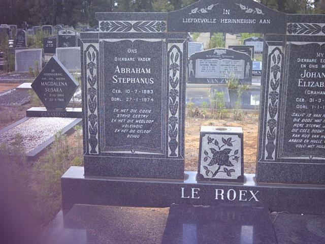ROEX Abraham Stephanus, le 1883-1974 &amp; Johan? Elizab?
