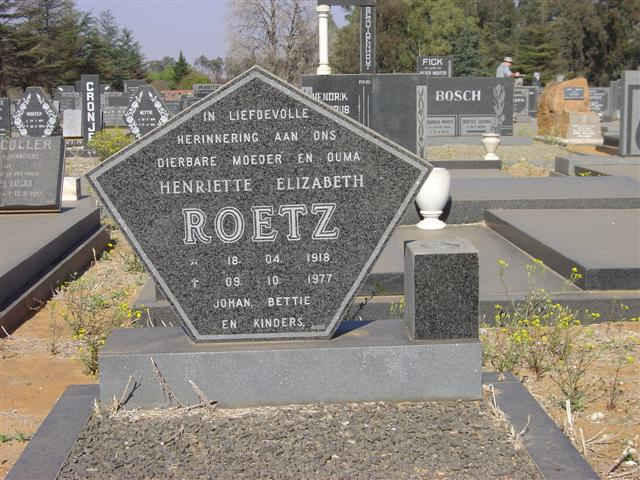 ROETZ Henriette Elizabeth 1918-1977