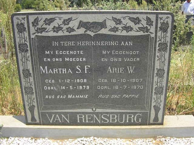 RENSBURG Arie W., van 1907-1970 &amp; Martha S.F. 1908-1979