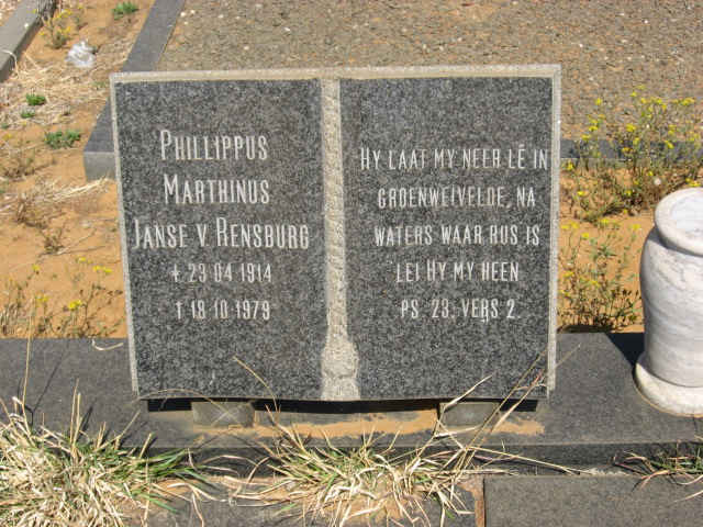 RENSBURG Phillippus Marthinus, Janse v 1914-1975