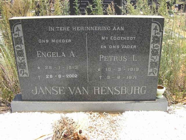 RENSBURG Petrus L., Janse van 1913-1971 &amp; Engela A. 1913-2002