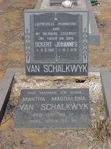 SCHALKWYK Ockert Johannes, van 1910-1978 &amp; Martha Magdalena 1912-1989