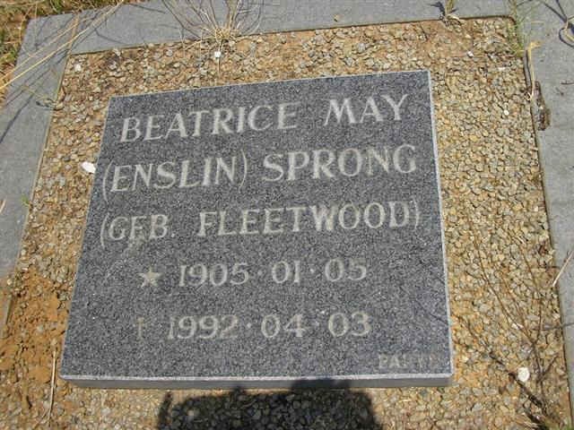 SPRONG Beatrice May Enslin nee FLEETWOOD 1905-1992