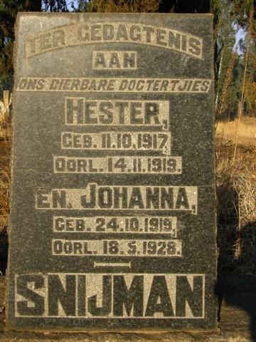 SNIJMAN Hester 1917-1919 :: SNIJMAN Johanna 1919-1928
