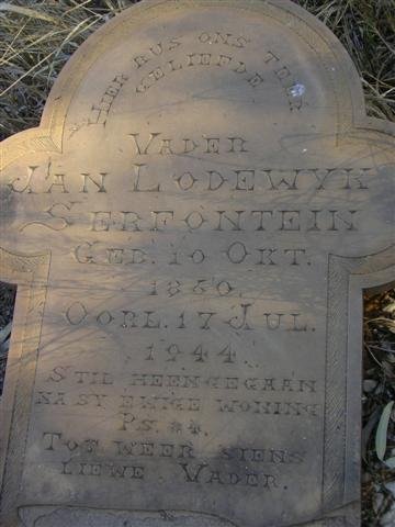 SERFONTEIN Jan Lodewyk 1850-1944