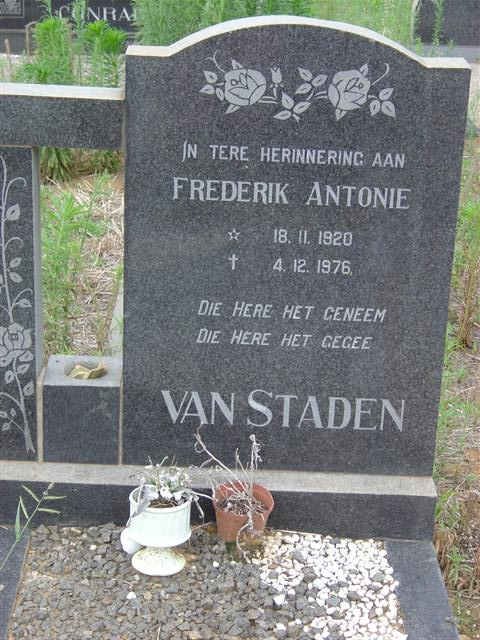 STADEN Frederik Antonie, van 1920-1976