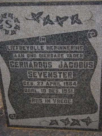 SEVENSTER Gerhardus Jacobus 1884-1951