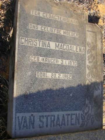 STRAATEN Christina Magdalena, van nee KRUGER 1870-1962