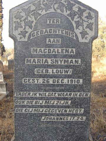SNYMAN Magdalena Maria nee LOUW -1910