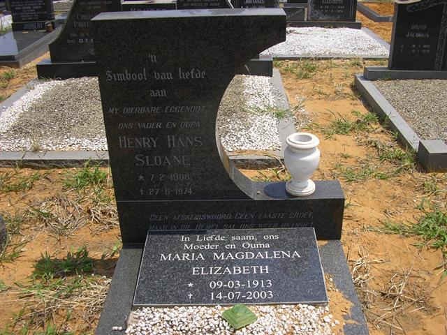 SLOANE Henry Hans -1974 &amp; Maria Magdelena Elizabeth 1913-2003