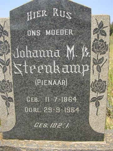 STEENKAMP Johanna M.B. nee PIENAAR 1864-1964