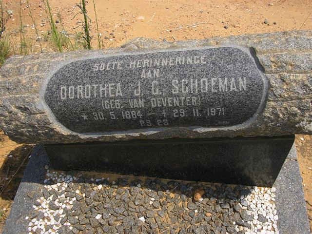 SCHOEMAN Dorothea J.C. nee VAN DEVENTER 1884-1971