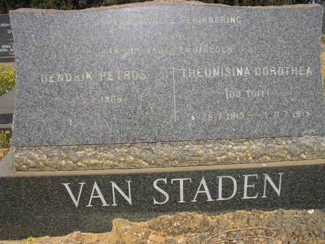 STADEN Hendrik Petrus, van 1906- &amp; Theunisina Dorothea DU TOIT 1913-19??