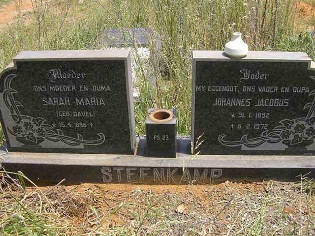 STEENKAMP Johannes Jacobus 1892-1972 &amp; Sarah Maria DAVEL 1896-