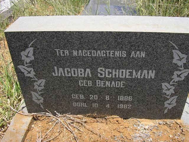 SCHOEMAN Jacoba nee BENADE 1886-1982