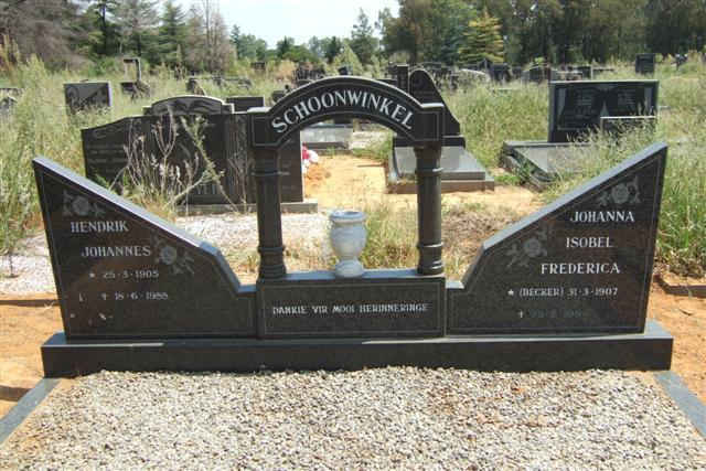 SCHOONWINKEL Hendrik Johannes 1905-1988 &amp; Johanna Isobel Frederick BECKER 1907-1994