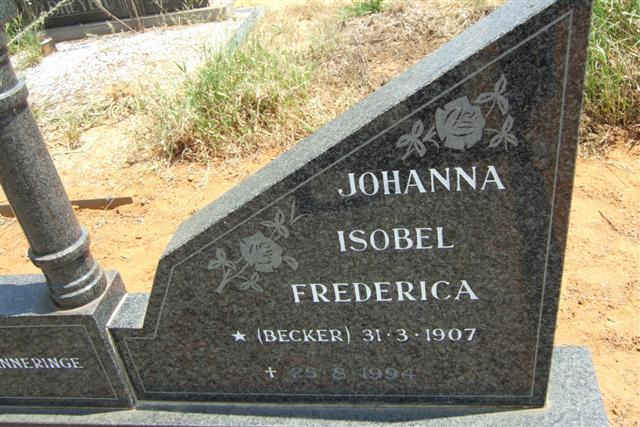 SCHOONWINKEL Johanna Isobel Frederica nee BECKER 1907-1994