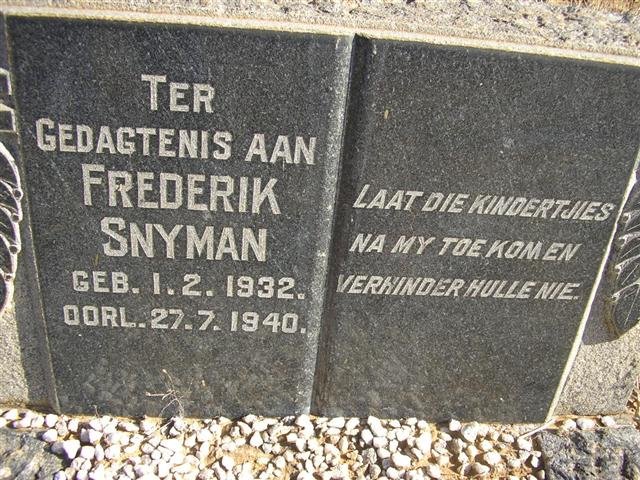 SNYMAN Frederik 1932-1940
