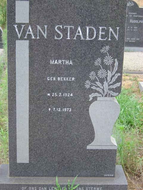 STADEN Martha, van nee BEKKER 1924-1973