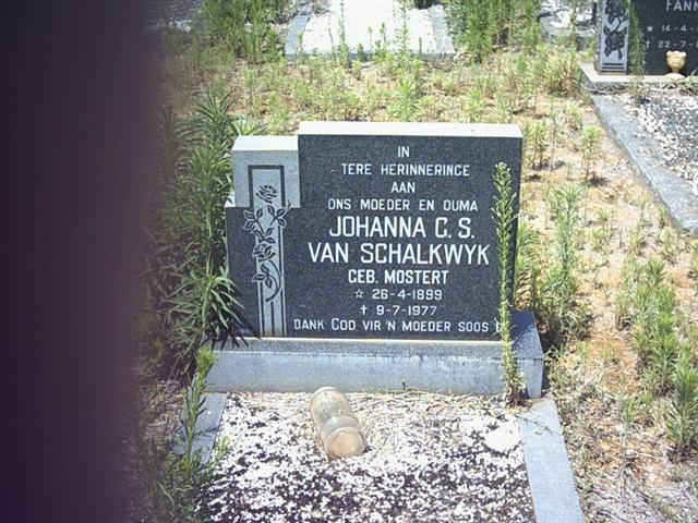 SCHALKWYK Johanna G.S., van nee MOSTERT 1899-1977