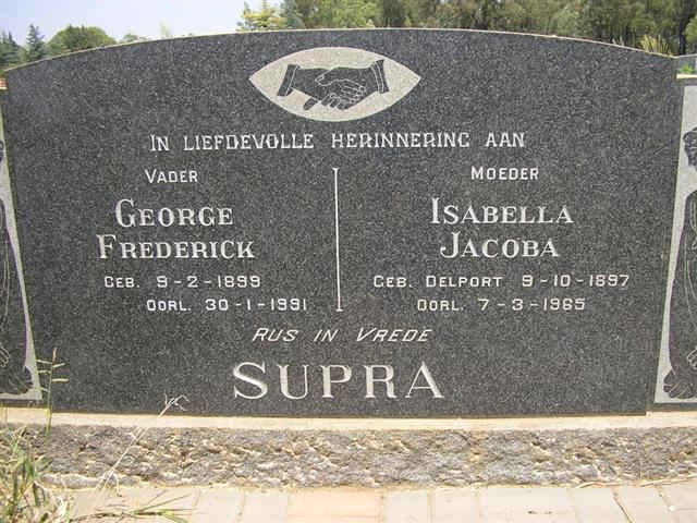 SUPRA George Frederick 1899-1991 &amp; Isabella Jacoba DELPORT 1897-1955
