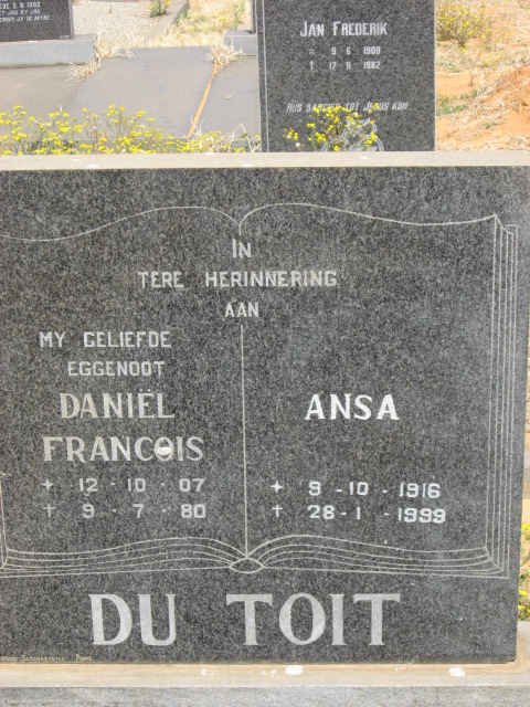 TOIT Daniël Francois, du 1907-1980 &amp; Ansa 1916-1999
