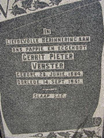 VERSTER Gerrit Pieter 1884-1951